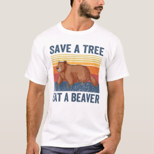 Funny Save The Tree Eat The Beaver For Earth Plane T-Shirt