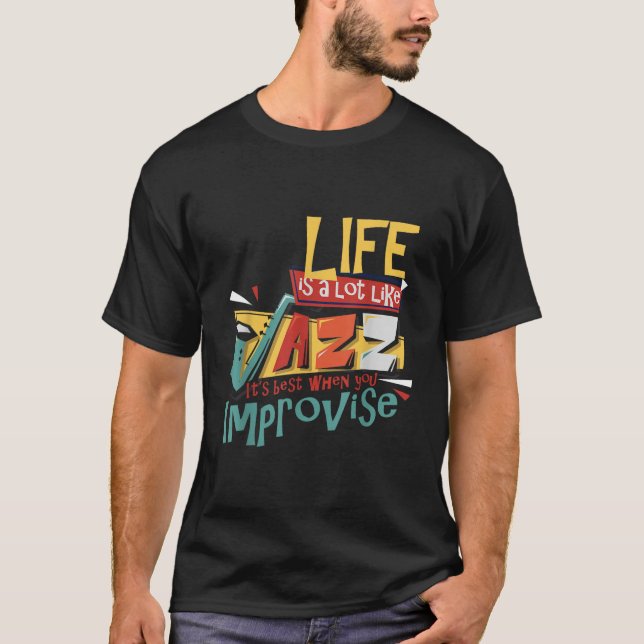 Funny Sax Player Gifts Jazz Music Saxophone T-Shirt (Front)