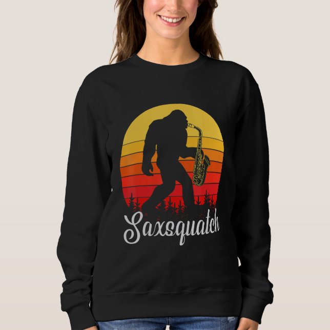 Funny Saxophone Design, Saxsquatch, Sci-Fi Woodwin Sweatshirt (Front)
