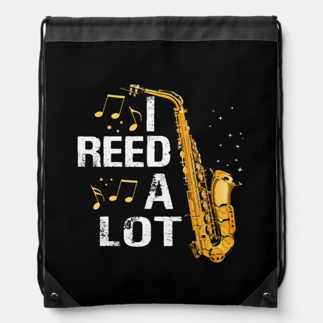 Funny Saxophone Drawstring Bag (Front)