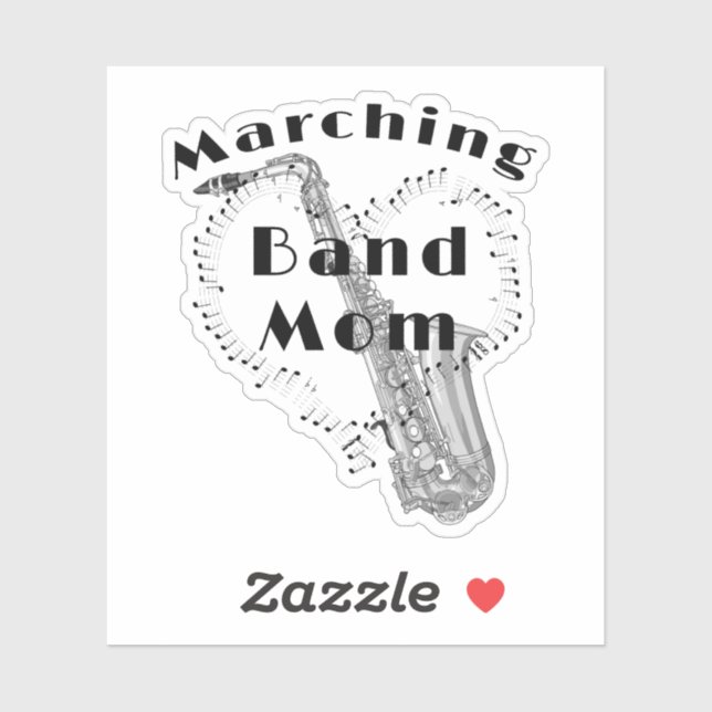 Funny Saxophone Marching Band Mom Sticker (Sheet)