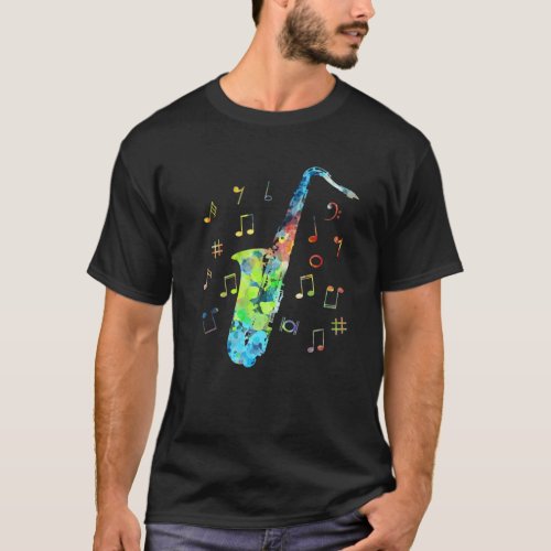 Funny Saxophone Musician Jazz Music Lover Colorful T_Shirt