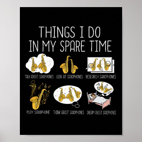 Funny Saxophone Player Gift Men Jazz Music Poster