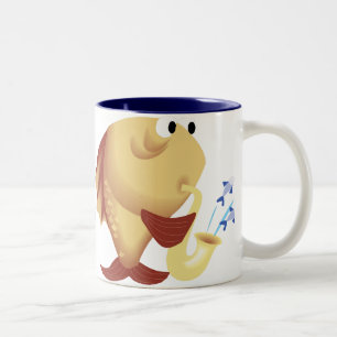 Funny Saxophone Playing Fish Mug