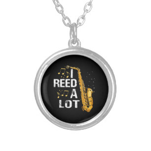 Funny Saxophone Silver Plated Necklace