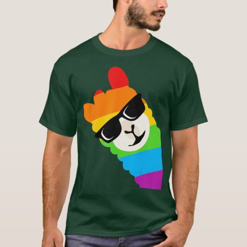 Funny Say Gay Llama Sunglasses LGBT Rainbow Pride  T_Shirt