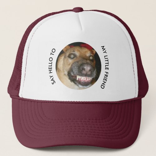 Funny Say Hello Black  Tan German Shepherd Dog Trucker Hat