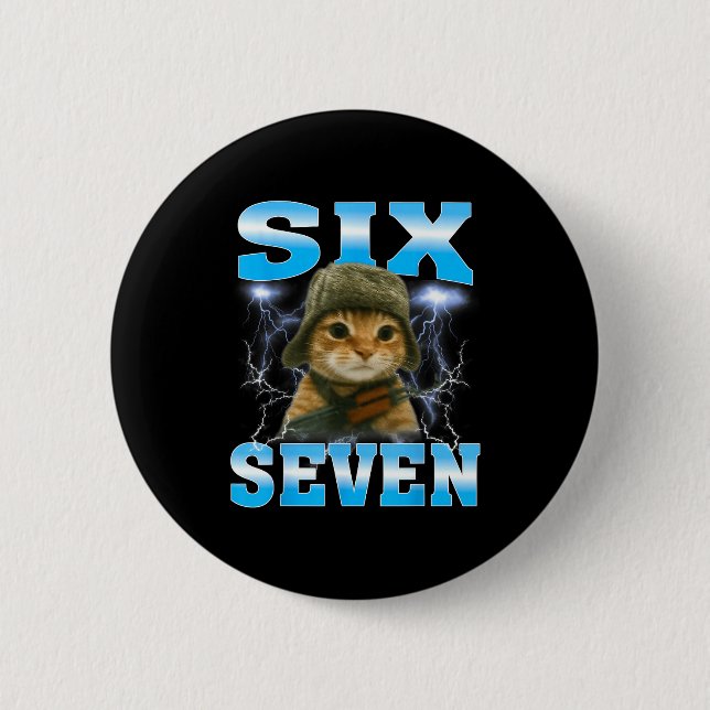 Funny Saying 67 Cats Tummy Ache Survivor Cat Meme  Button (Front)