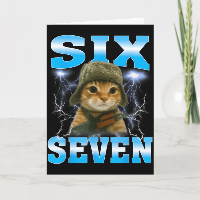 Funny Saying 67 Cats Tummy Ache Survivor Cat Meme  Card (Front)