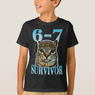 Funny Saying 67 Cats Tummy Ache Survivor Cat Meme T-Shirt