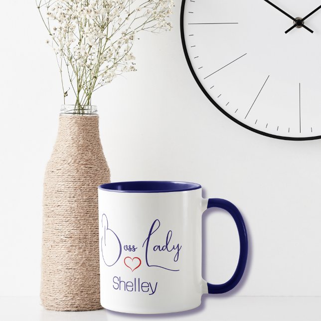 Funny Saying Boss Lady Simple Dark Blue Script  Mug (Creator Uploaded)