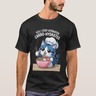 Funny Saying Carbo Hydrated Cat Noodle Pun Joke Wo T-Shirt