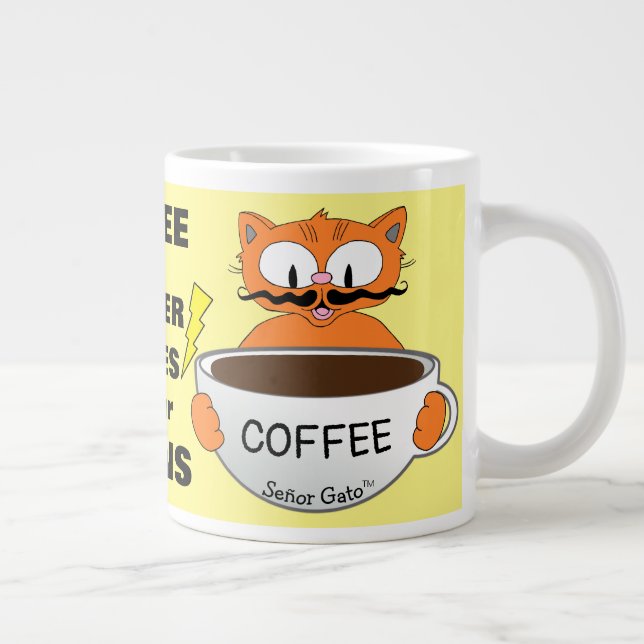 Funny Saying Cartoon Cat Giant Coffee Mug (Right)