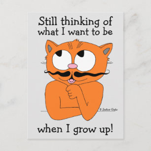 Funny Saying Cartoon Mustache Cat Postcard