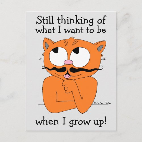 Funny Saying Cartoon Mustache Cat Postcard
