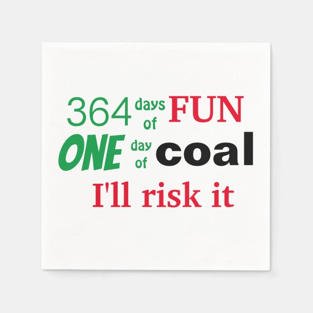 Funny Saying Christmas Coal Napkins (Front)