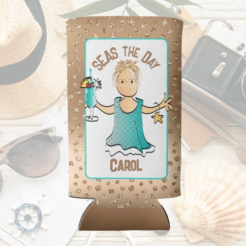 Funny Saying Cruising for Her Seas the Day Foam  Seltzer Can Cooler