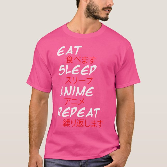 Funny Saying Eat Sleep Anime Repeat Manga Reader C T-Shirt (Front)