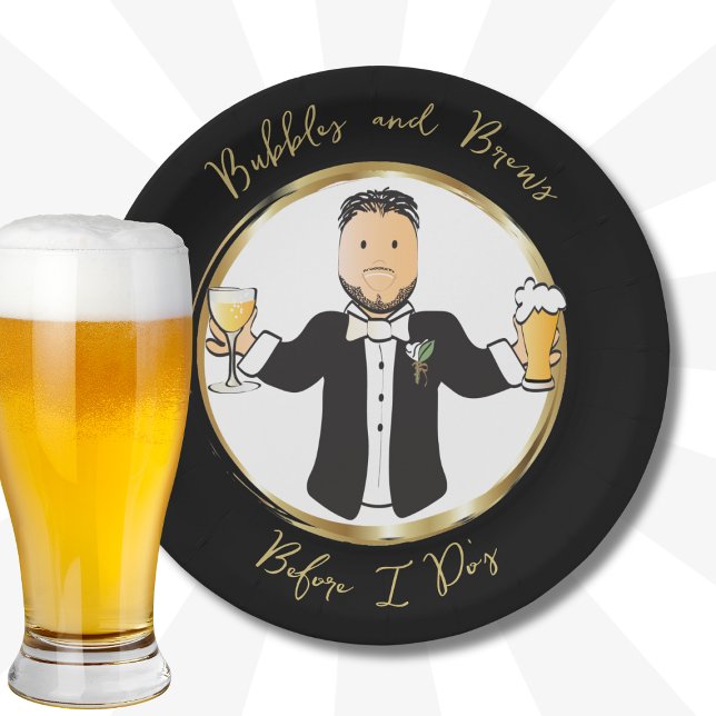 Funny Saying Groom Male Cartoon Wedding Brunch  Paper Plates (Creator Uploaded)