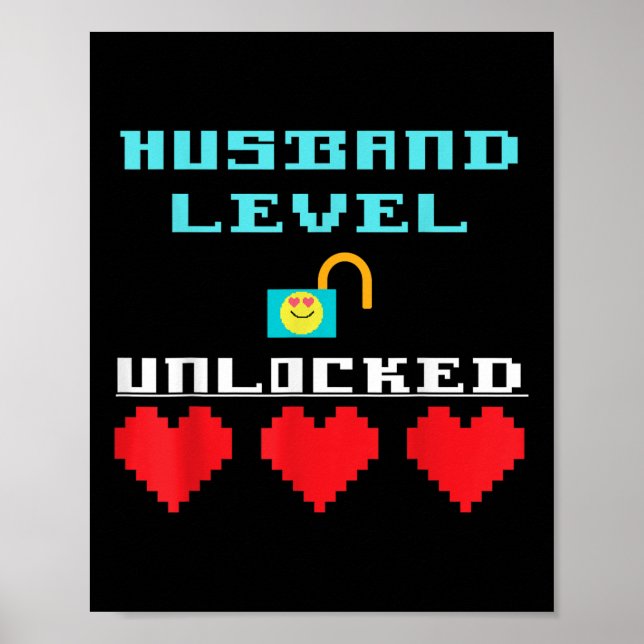 Funny Saying Husband Level Unlocked Wedding Groom  Poster (Front)