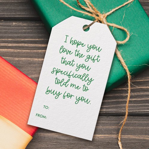 Funny Saying I Hope You Love the Gift Christmas Gift Tags