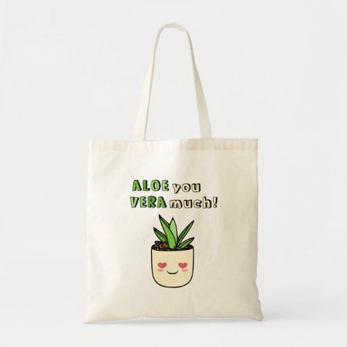 Funny Saying Kawaii Aloe Vera Plant Succulent Love Tote Bag