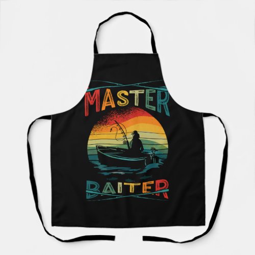 Funny Saying Master Baiter VIntage Sunset Fishing  Apron