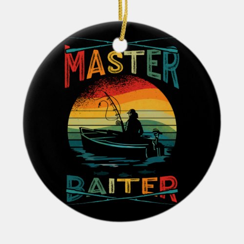 Funny Saying Master Baiter VIntage Sunset Fishing  Ceramic Ornament