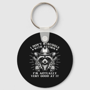 Funny Saying Racoon Meme Tism Autism Awareness Gra Keychain