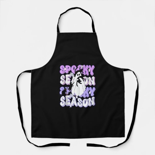 Funny Saying Spooky Season Halloween Cat Ghost Wom Apron