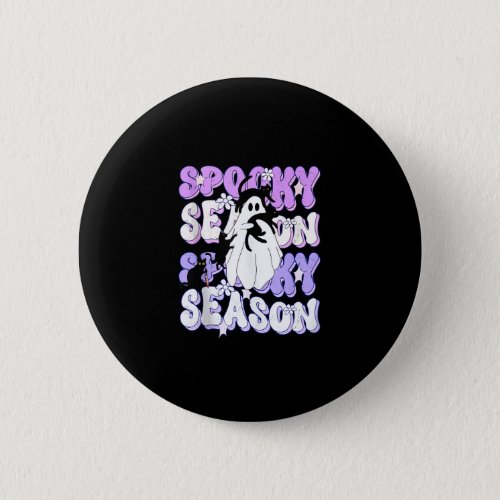 Funny Saying Spooky Season Halloween Cat Ghost Wom Button