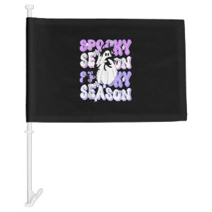 Funny Saying Spooky Season Halloween Cat Ghost Wom Car Flag
