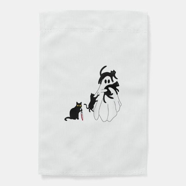 Funny Saying Spooky Season Halloween Cat Ghost Wom Garden Flag (Front)
