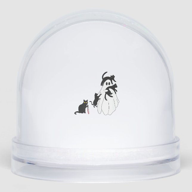 Funny Saying Spooky Season Halloween Cat Ghost Wom Snow Globe (Front)