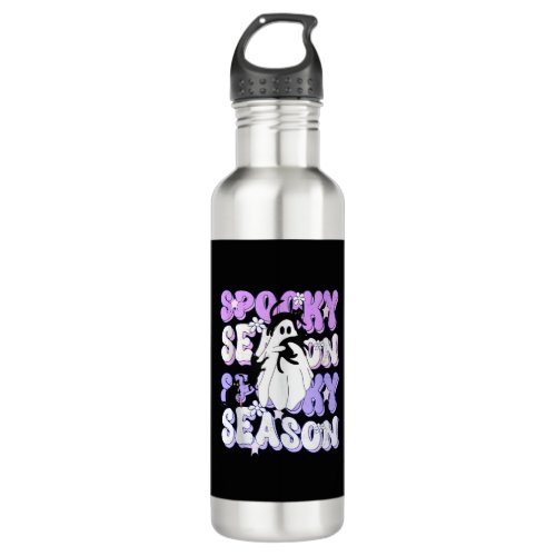 Funny Saying Spooky Season Halloween Cat Ghost Wom Stainless Steel Water Bottle