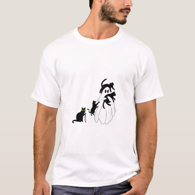 Funny Saying Spooky Season Halloween Cat Ghost Wom T-Shirt (Front)