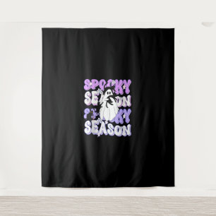 Funny Saying Spooky Season Halloween Cat Ghost Wom Tapestry