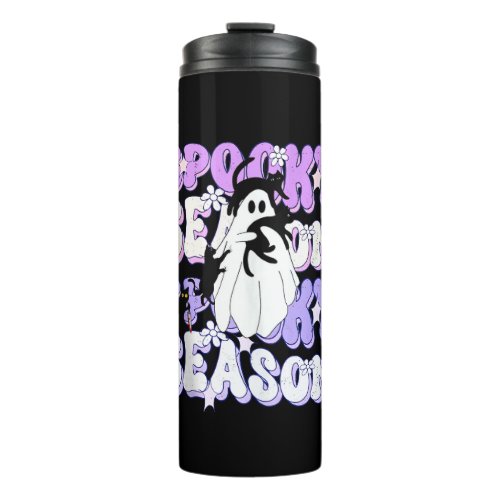 Funny Saying Spooky Season Halloween Cat Ghost Wom Thermal Tumbler