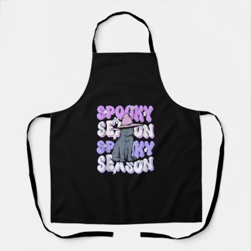 Funny Saying Spooky Season Halloween Cat Lover Wom Apron