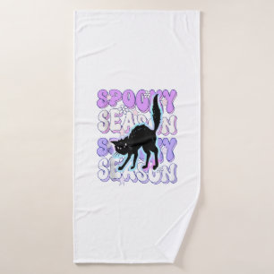 Funny Saying Spooky Season Halloween Cat Lover Wom Bath Towel