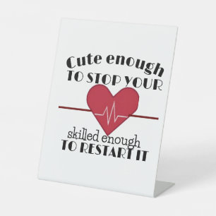 Funny saying Valentine's day cardiologist doctor  Pedestal Sign