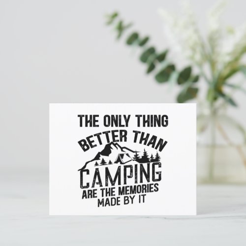 Funny sayings about camping holiday postcard