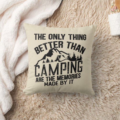 Funny sayings about camping throw pillow