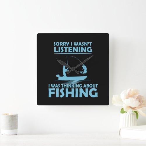 Funny sayings about fishing square wall clock