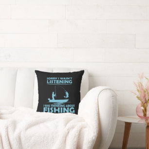 Funny sayings about fishing throw pillow