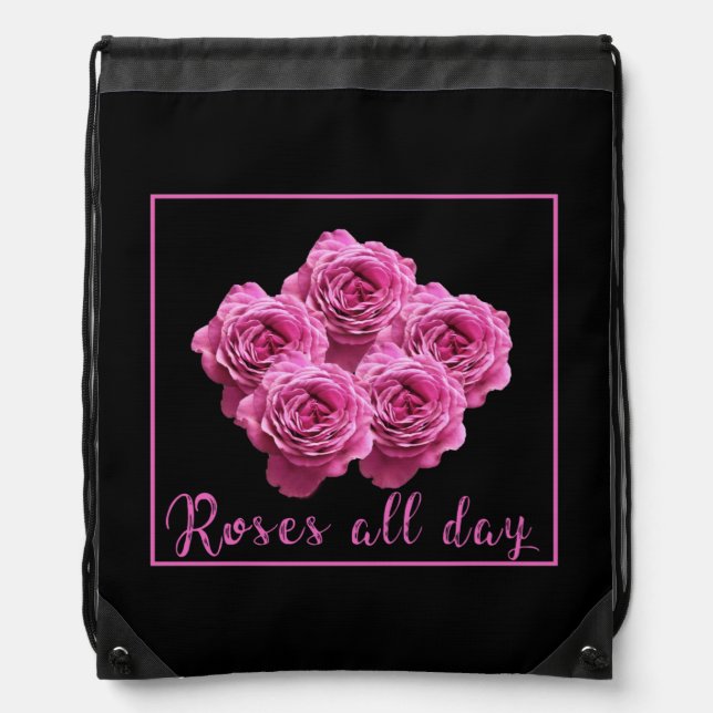 Funny sayings about roses and love drawstring bag (Front)