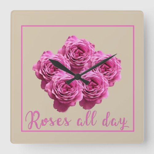 Funny sayings about roses and love square wall clock
