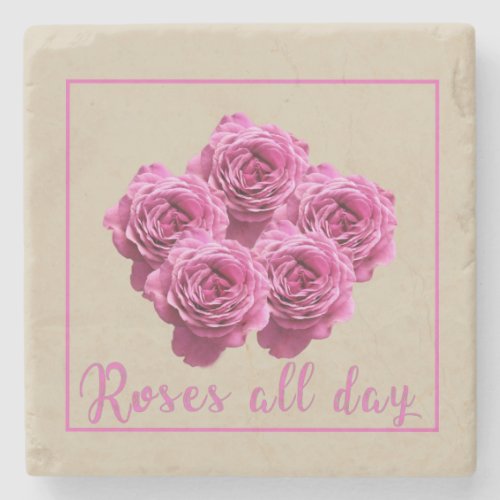Funny sayings about roses stone coaster