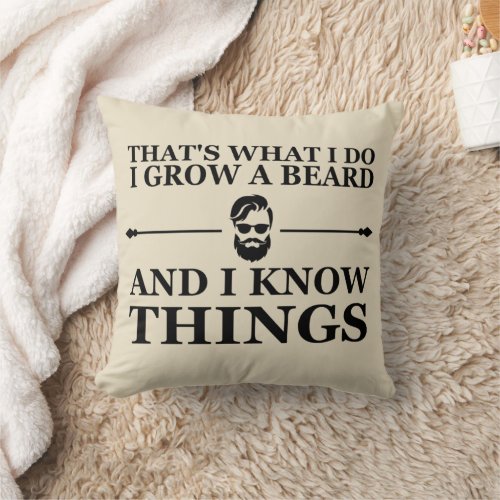 funny sayings and quotes about bearded man throw pillow