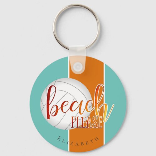 beach please personalized volleyball keychain
